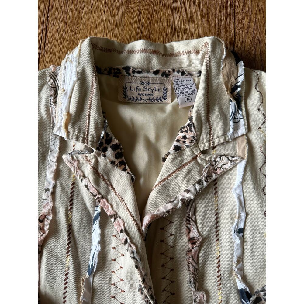 Life Style Boho Vtg Animal Print Jacket Size X Large